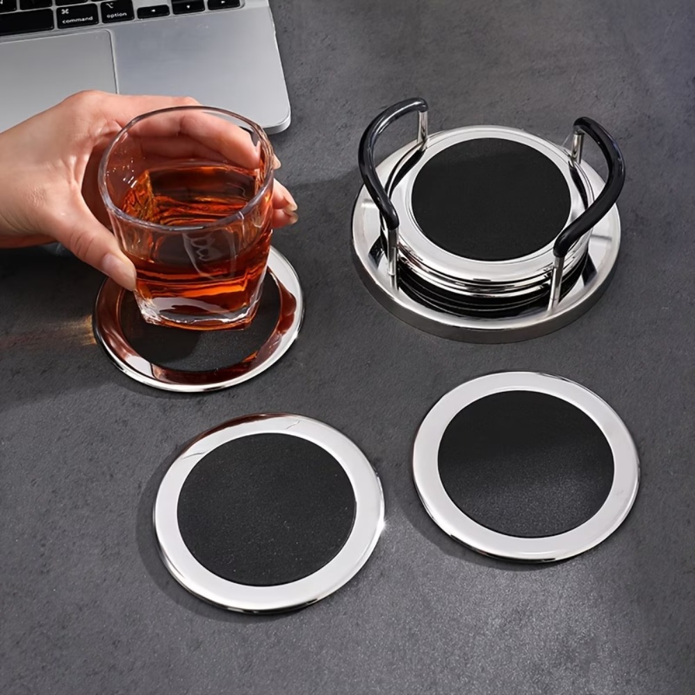Marble Coaster Set - 6 Buah/Set Tatakan Gelas Baja Tahan