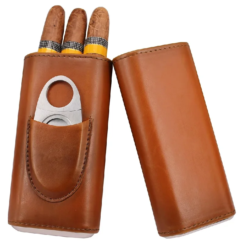 Premium Cigar Case - Kotak Kulit untuk 3 Batang Cerutu
