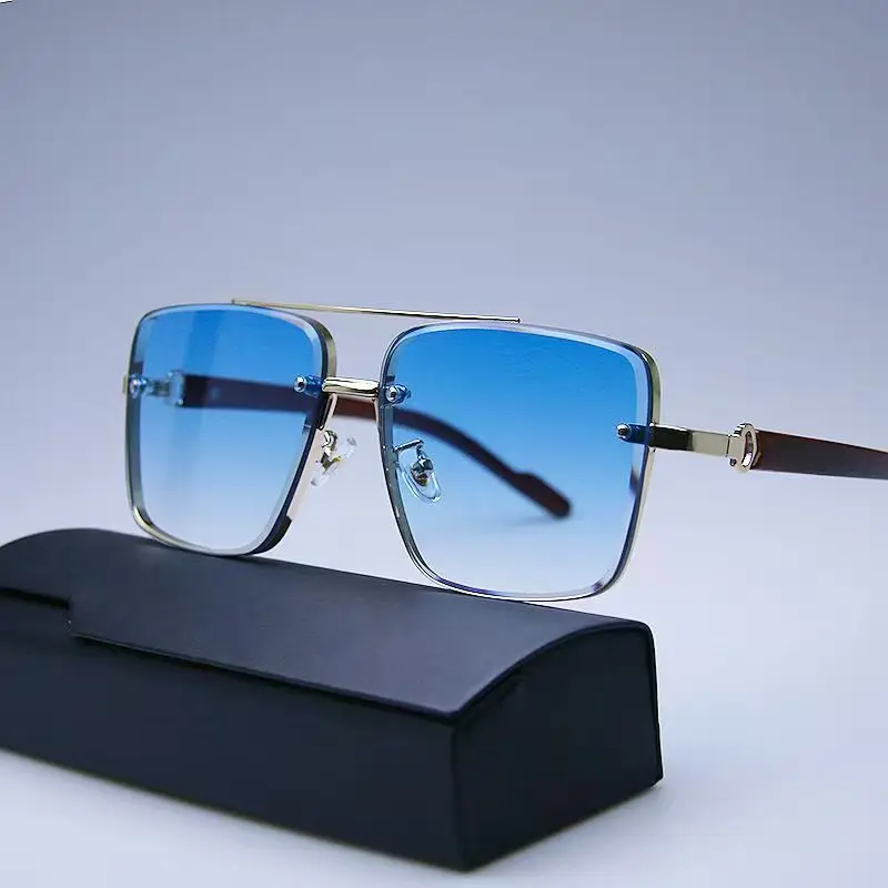 Designer Sunglasses - Kacamata Hitam Logam Persegi Retro, Model