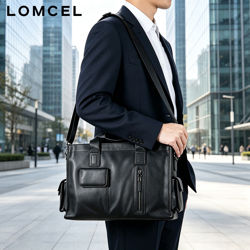 LOMCEL P116, tas tangan modis  - Leather Briefcase ulasan dan harga