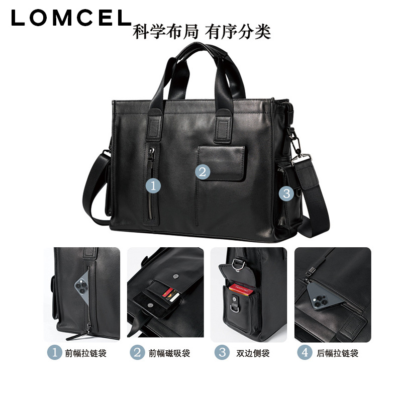 LOMCEL P116, tas tangan modis  - Leather Briefcase ulasan dan harga